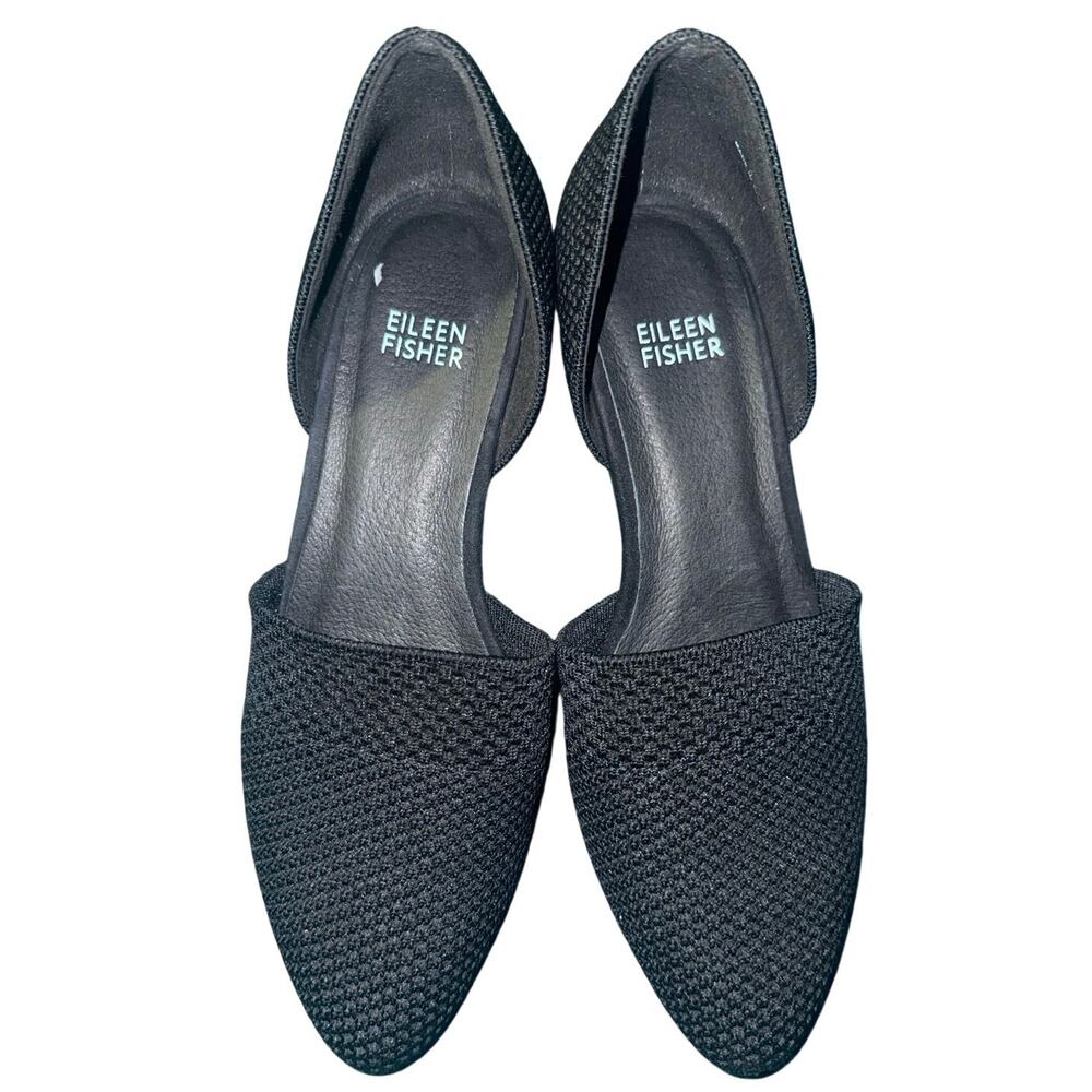 Eileen Fisher Hallo Knit‎ D'Orsay Pump Heel Size 7 Shoes Almond Toe Slip On BLK